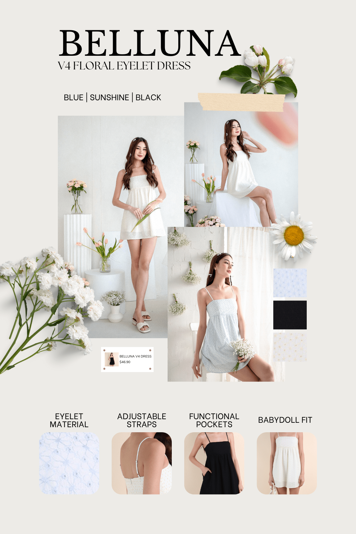 Cotton Eyelet - Francesca - Floral Connections - White