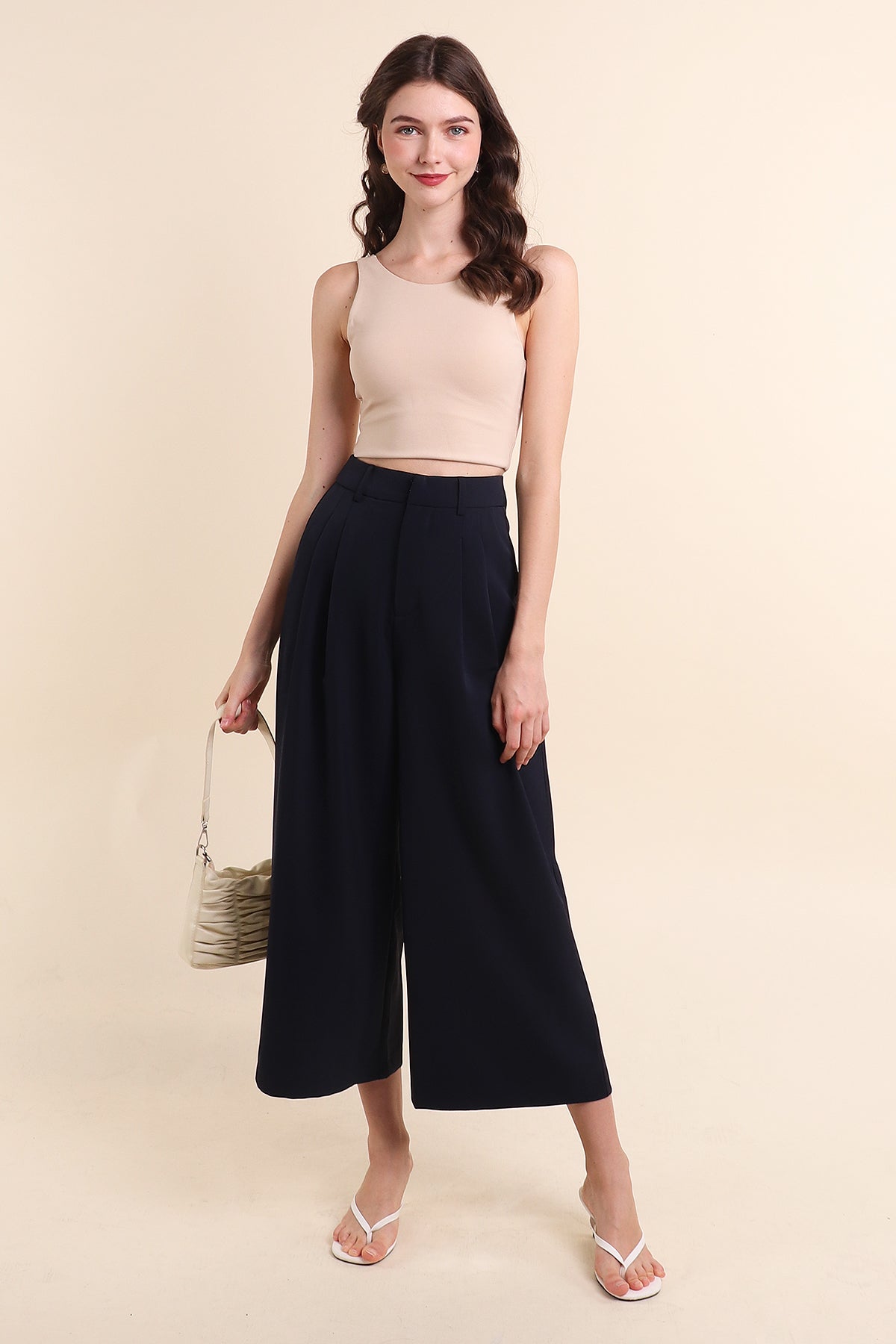 ALVIE WIDE-LEGGED PANTS IN NAVY | NEONMELLO