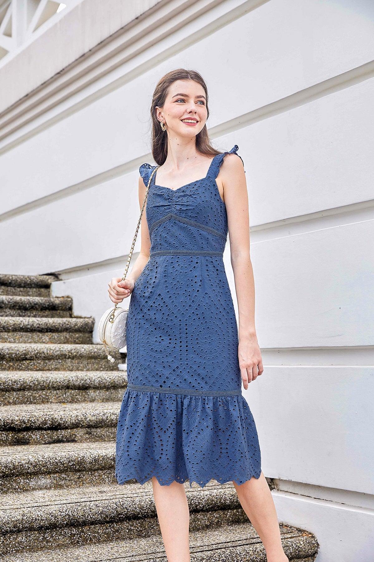 Eyelet pinafore outlet dress